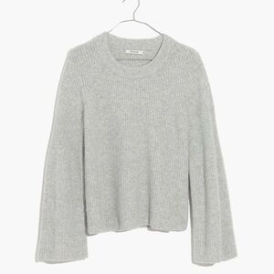 Madewell Grey Bell-Sleeve Pullover Ribbed Sweater Size XS